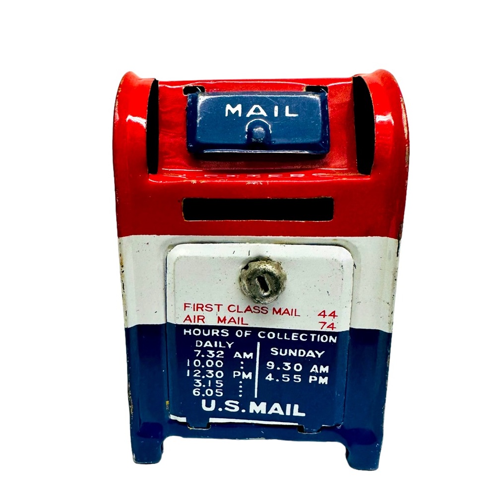 Tin Mail Box‎ Letters & Packages US Mail Still Piggy Bank Made In Japan. Vintage